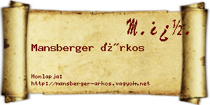 Mansberger Árkos névjegykártya